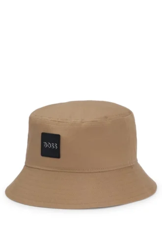 Bucket hat för barn med gummilogotyp i bomullstwill
