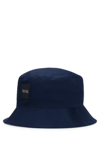 Bucket hat för barn med gummilogotyp i bomullstwill