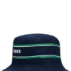 Buckethat i bomullstwill för barn med logotyp och ränder Buckethat i bomullstwill för barn med logotyp och ränder
