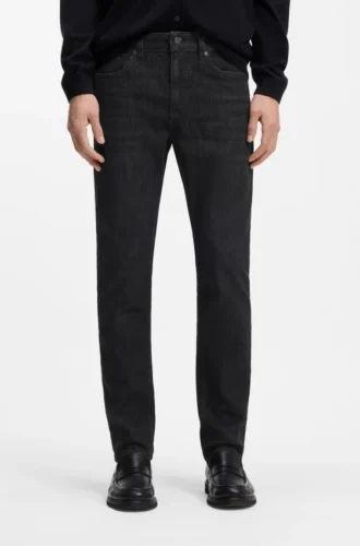 Delaware gråa slim fit-jeans i skrynkelfri denim