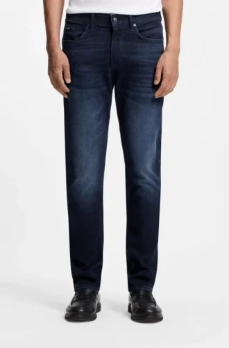 Delaware-jeans i mörkblå stretchdenim med smal passform