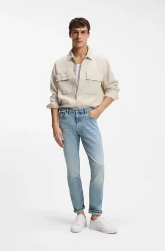 Delaware-jeans i smal passform i blå soft-motion-denim