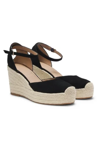Espadriller i mocka med kilklack