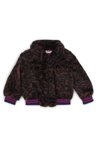Faux fur-jacka för barn med leopardmönster