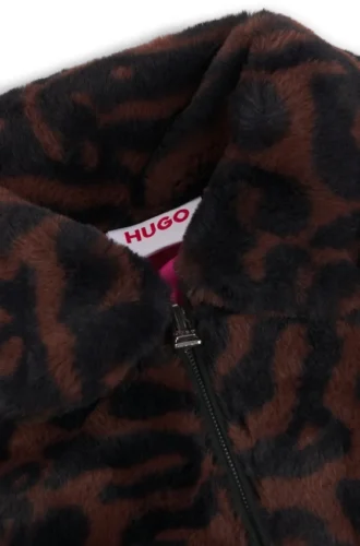Faux fur-jacka för barn med leopardmönster