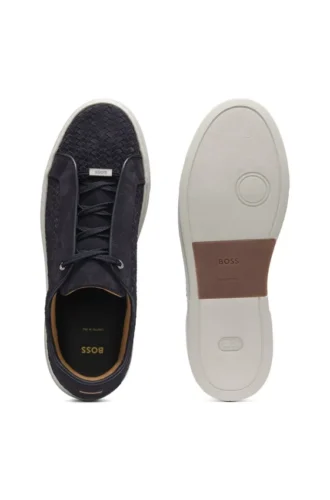 Gary-sneakers med ovandel i vävt mocka