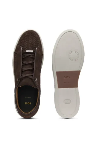 Gary-sneakers med ovandel i vävt mocka