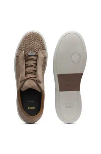Gary-sneakers med ovandel i vävt mocka