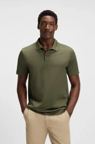 Geometrisk jacquard-polo skjorta i merceriserad bomull