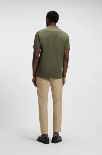 Geometrisk jacquard-polo skjorta i merceriserad bomull