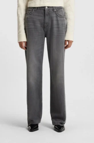 Grå boyfriend-passform jeans i styv denim