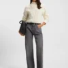 Grå boyfriend-passform jeans i styv denim