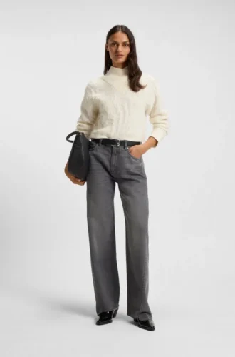 Grå boyfriend-passform jeans i styv denim