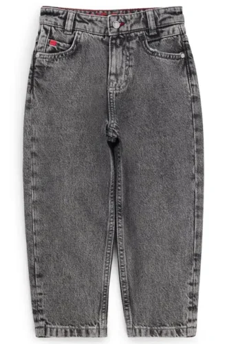 Gråa jeans i lös passform för barn i bomullsdenim