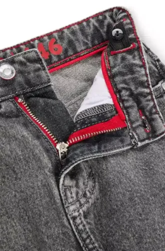 Gråa jeans i lös passform för barn i bomullsdenim