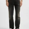 Gråa jeans i normal passform i slitna denim Gråa jeans i normal passform i slitna denim