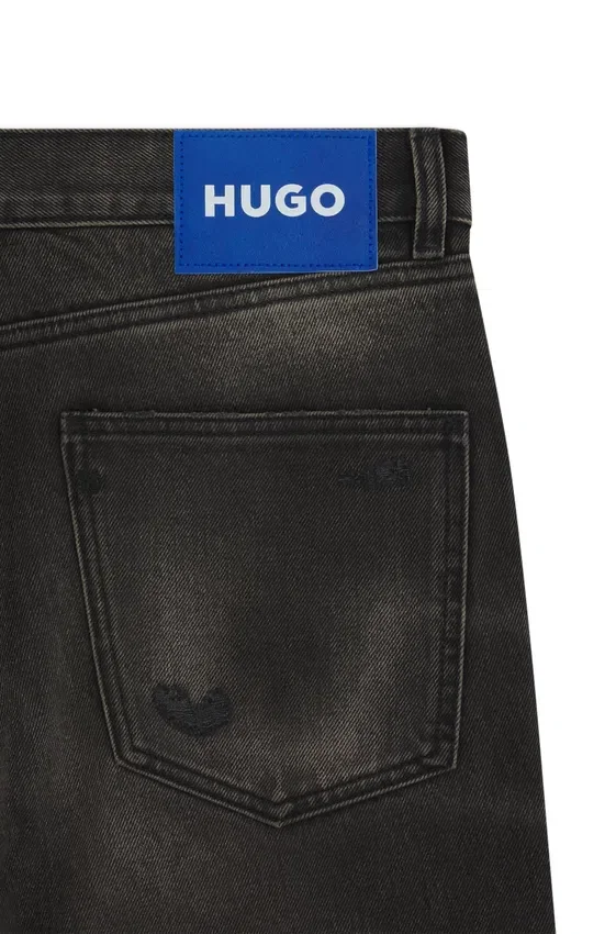 Gråa jeans i normal passform i slitna denim Gråa jeans i normal passform i slitna denim