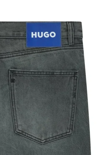 Gråa jeans i regular fit i styv denim