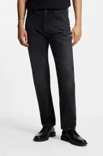 Gråa jeans i regular fit i vintage-tvättad denim