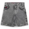 Gråa, löst sittande shorts i bomullsdenim för barn Gråa, löst sittande shorts i bomullsdenim för barn