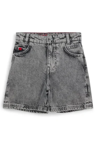 Gråa, löst sittande shorts i bomullsdenim för barn