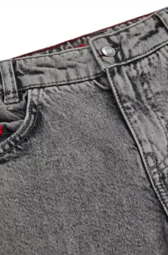 Gråa, löst sittande shorts i bomullsdenim för barn