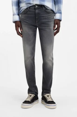 Gråa slim fit-jeans i stretchdenim