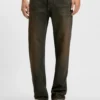 Gröna jeans i normal passform i styv denim