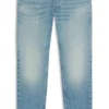 Grönaktiga jeans med avsmalnande passform i stretchdenim Grönaktiga jeans med avsmalnande passform i stretchdenim