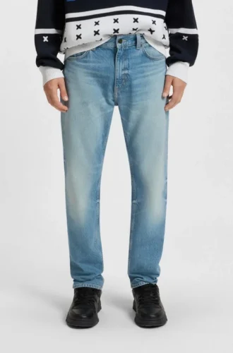 Grönaktiga slim fit-jeans i stretchdenim