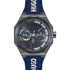 Gråpläterad klocka med silikonarmband med logotyp Gråpläterad klocka med silikonarmband med logotyp
