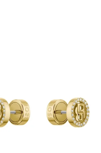 Guldtonade örhängen med kristaller och Double B-monogram