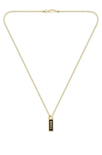 Guldtonat halsband med logotyp-hänge fyllt med bläck