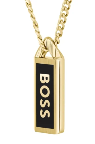 Guldtonat halsband med logotyp-hänge fyllt med bläck