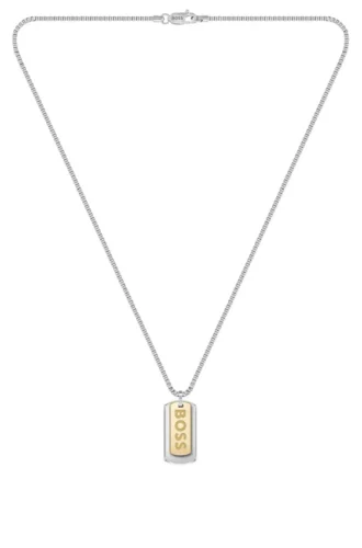 Halsband med boxkedja och hänge med dubbla märkesetiketter