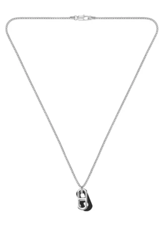 Halsband med hänge i stål och läder