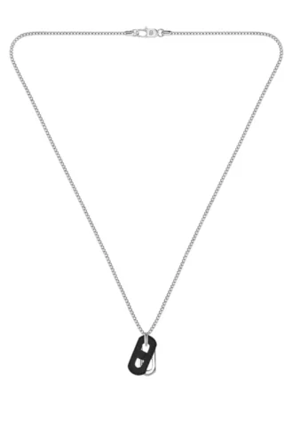 Halsband med hänge i stål och läder