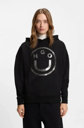 Happy-HUGO-hoodie i bomullsfrotté