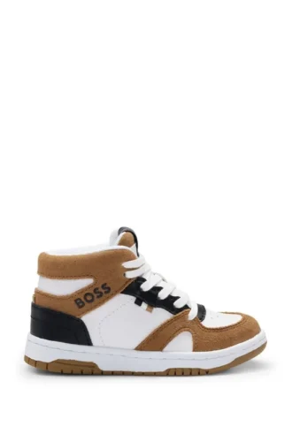 Höga sneakers för barn i blandmaterial med logodetaljer