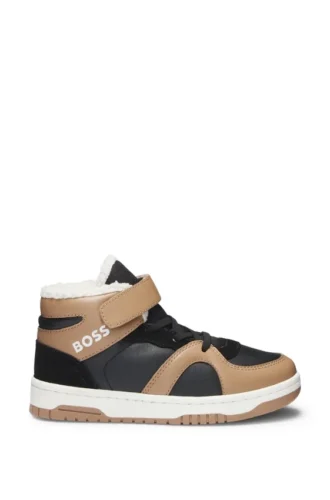 Höga sneakers för barn i läder och canvas