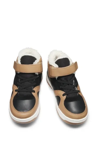Höga sneakers för barn i läder och canvas