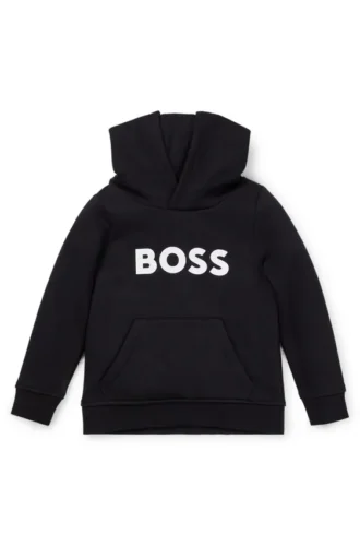 Hoodie för barn i bomullsblandning med kontrastlogotyp