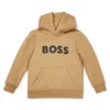 Hoodie för barn i bomullsblandning med kontrastlogotyp