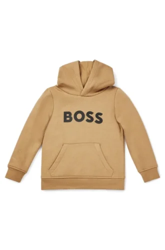 Hoodie för barn i bomullsblandning med kontrastlogotyp