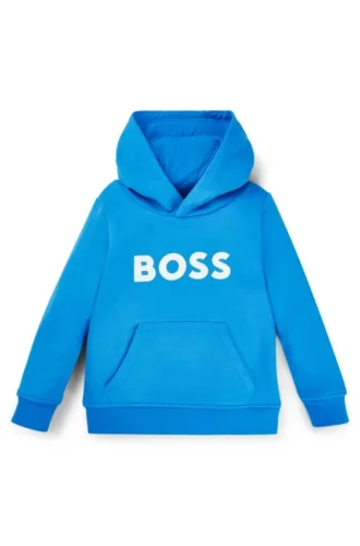 Hoodie för barn i bomullsblandning med kontrastlogotyp