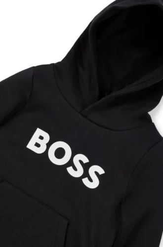 Hoodie för barn i bomullsblandning med kontrastlogotyp