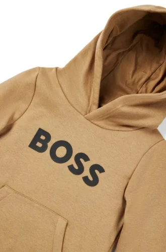 Hoodie för barn i bomullsblandning med kontrastlogotyp