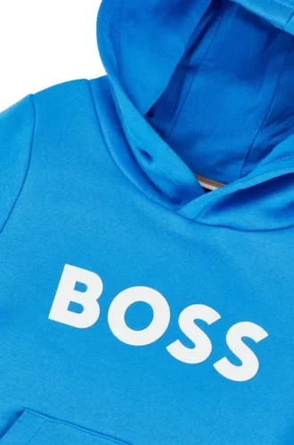 Hoodie för barn i bomullsblandning med kontrastlogotyp