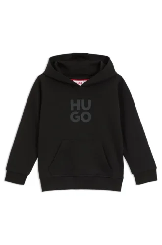 Hoodie för barn med staplade logotyper i bomullsblandning