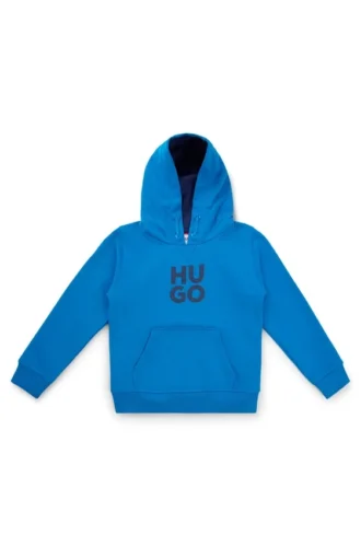 Hoodie för barn med staplade logotyper i bomullsblandning